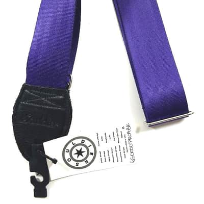 Souldier Guitar Strap (soldier) - Seatbelt Purple Black Leather Ends Handmade