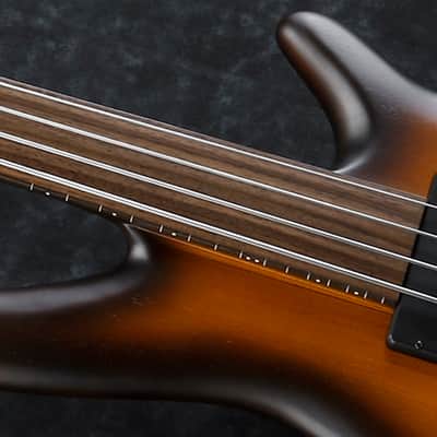 Ibanez SRF705 BBF Bass Workshop Fretless 5 String Electric Bass. Brown Burst Flat image 5