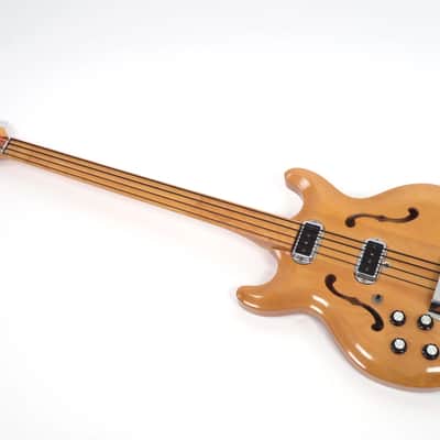 1969 Hohner Bartell Bass Fretless Rare LEFT HANDED - Natural Finish Black Widow image 3
