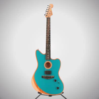 Fender Certified Pre-Owned American Acoustasonic Jazzmaster, Ocean Turquoise, Ebony Fingerboard (O10) (3213A) image 5