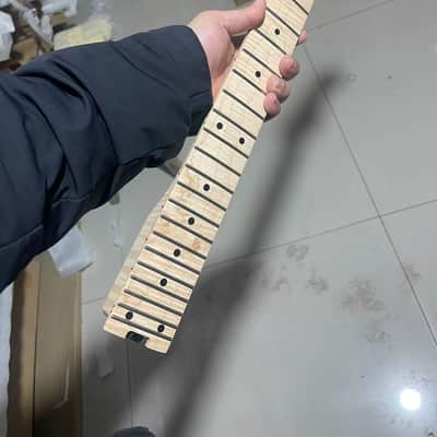 1 floyd rose nut stainless steel 24frets flame Maple guitar neck 25.5 hole 10mm Lock nut Satin Wheel truss rods charvel image 1