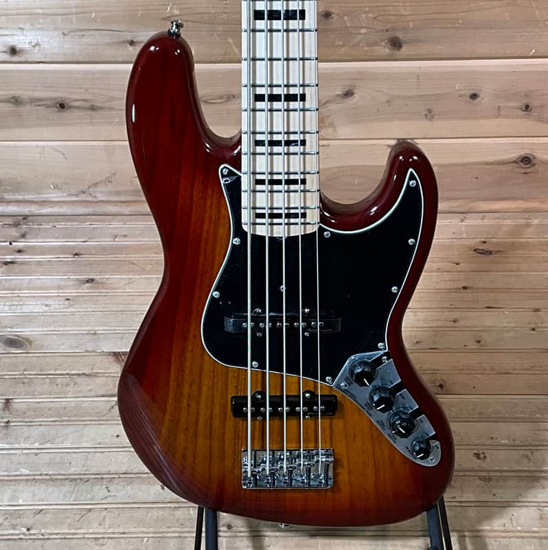Fender Custom Shop Custom Classic V Electric Jazz Bass Guitar - Cherry Sunburst image 1