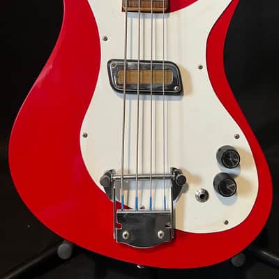 1960 1970 Red Meazzi Diamond Vintage Made in Italy Short scale Bass image 1