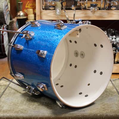 1960s Ludwig Downbeat Outfit in Sparkling Blue Pearl 14x20 8x12 14x14 image 14