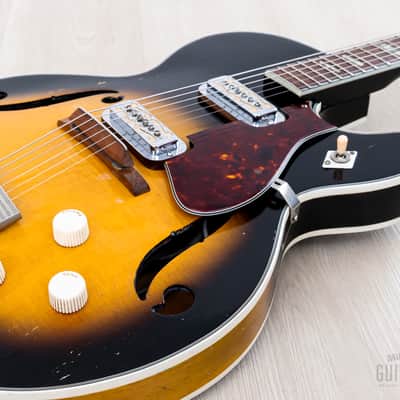 1966 Harmony Meteor H70 Vintage Guitar Sunburst w/ Maple Top & DeArmond Gold Foils image 7