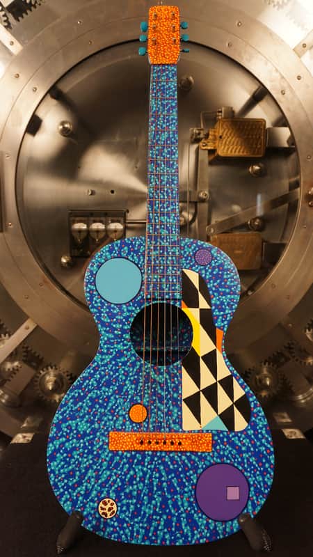 Hap "Michael Hapner" Hand Painted Guitar Blue Psychedelic Wall Art image 1