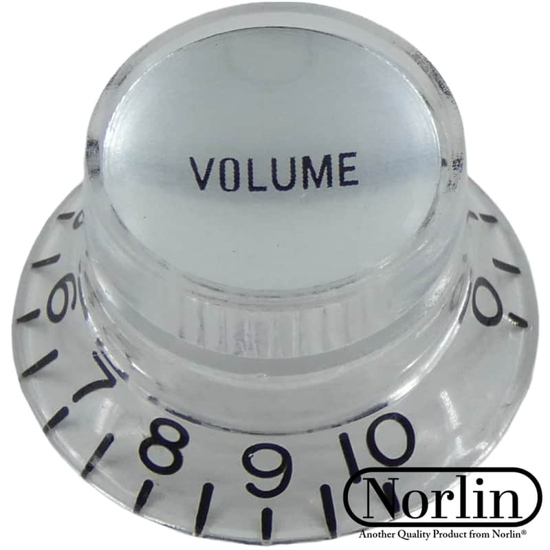Norlin KC-130VI Embossed Top Hat Reflector Volume MOD Knob for Gibson® Guitars-Clear image 1