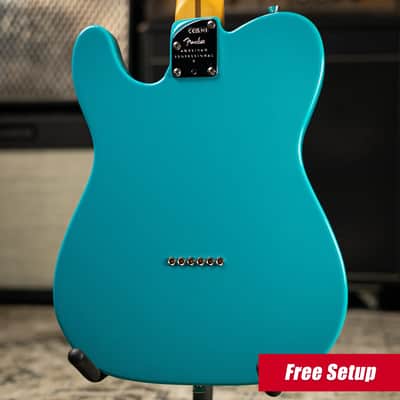 Fender American Professional II Telecaster Electric Guitar - Miami Blue with Hardshell Case image 2