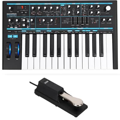 Novation BASS STATION II 25-Key Monophonic Keyboard Synthesizer+Sustain Pedal