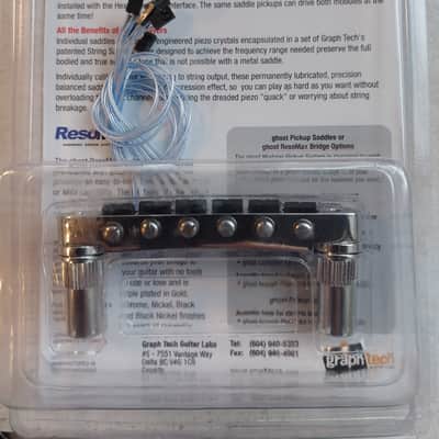 Graphtech GHOST ResoMax NV Bridge 6mm Loaded with GHOST Piezo Saddles Chrome (PN-8863-CO) image 1