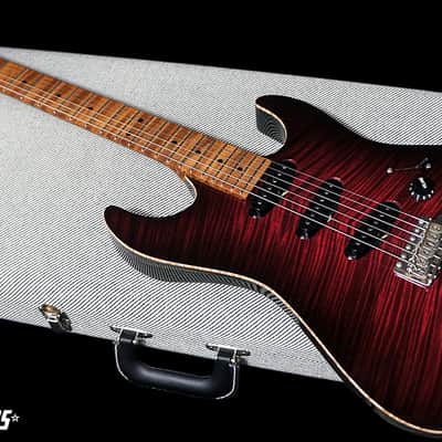 Preowned Patrick James Eggle Guitars 96 Drop Top in Lava Burst with Mastergrade Roasted Flame Maple Neck image 3