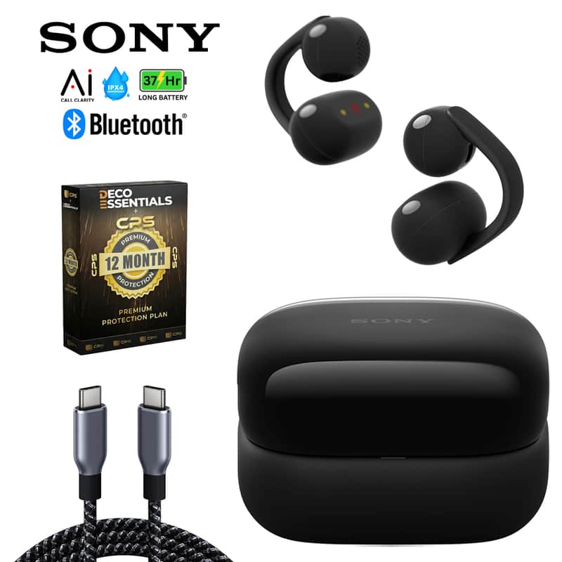 Sony LinkBuds Clip Open-Ear Truly Wireless Earbuds, Black + 1 YR Warranty Bundle imagen 1