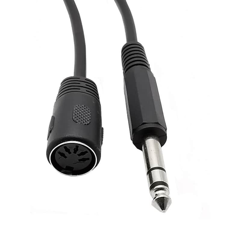 DIN 5 Pin Female to 6.35mm Male Adapter Cable,6.35mm 1/4" Jack Plug to 5 PIN MIDI DIN Female Socket TRS Stereo Audio Extension Cable for Microphone Sound Output 30cm image 1