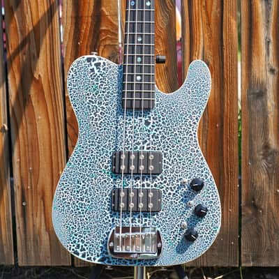 G&L USA Custom Shop ASAT Bass Black Crinkle Over Himalayan Blue 4-String Electric Bass Guitar w/ Black Tolex Case (2025) image 6
