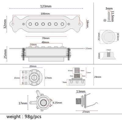 Guitar Sound Hole Magnetic Pickup with Tone Volume Knobs Pre-wired for 6 String Folk Acoustic Electric Guitar image 5