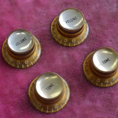 Vintage 1960s Gibson Gold Reflector Knob Set ES-335 SG Standard Custom Les Paul image 2