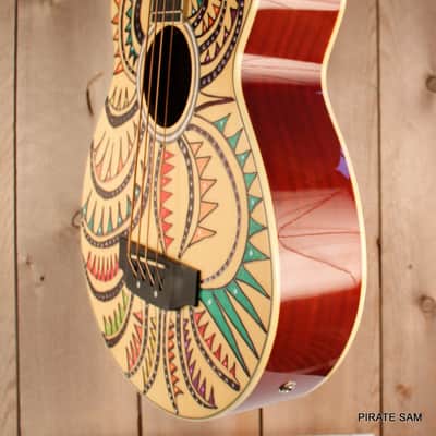 Washburn AB5K Custom Art 4-String Acoustic Bass "Spikes of the South West " w/gig bag image 10