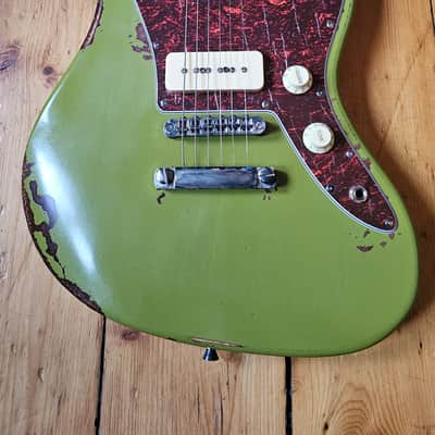 Custom Jazzmaster green electric guitar relic with P90 pickups 2025 image 2