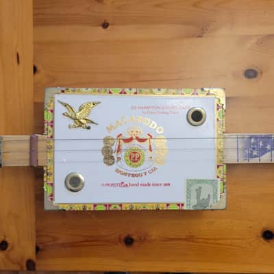 Vintage Macanudo Empty Cigar Box Guitar American Theme Brass Eagle We The People image 2