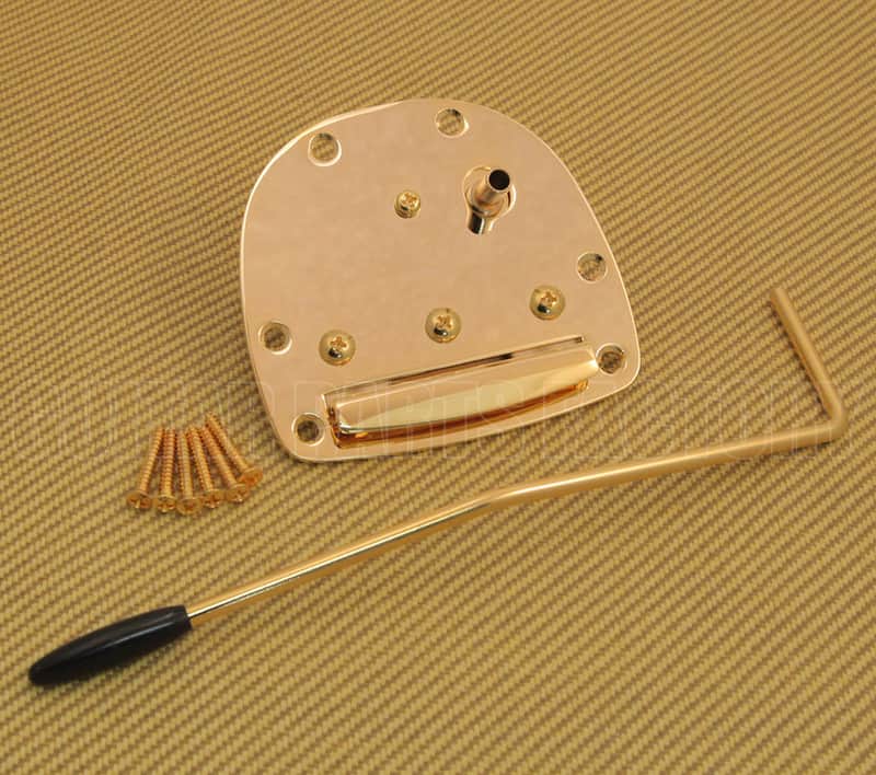 SB-0211-002 Aftermarket Gold Jaguar or Jazzmaster Vibrato Tremolo Tailpiece Arm & Screws image 1