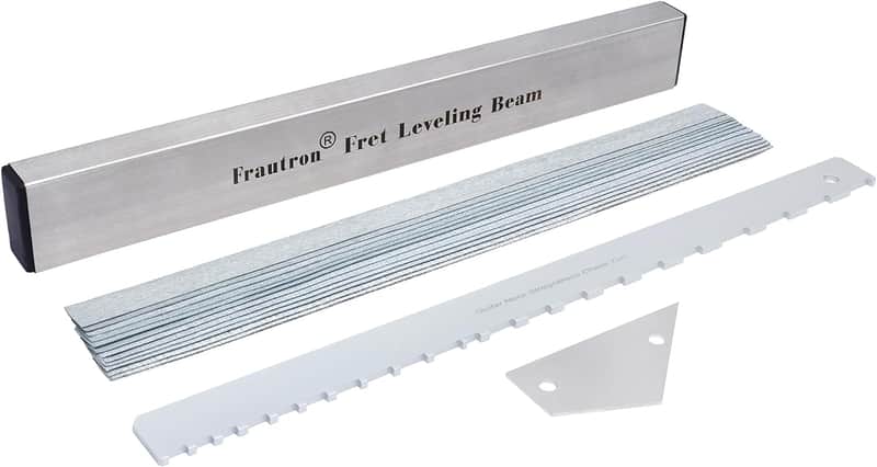 Fret Leveling Kit, Professional Guitar Luthier Tool Kit Includes 16" (400mm) Stainless Steel Sanding Beam Fret Leveler, Guitar Neck Notched Straight Edge Luthiers Tool, and Fret Rocker image 1