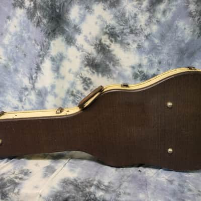 Vintage RARE 1962 Harmony Silvertone Supro National Electric Guitar Hard Shell Case Brown White Red Plush image 2