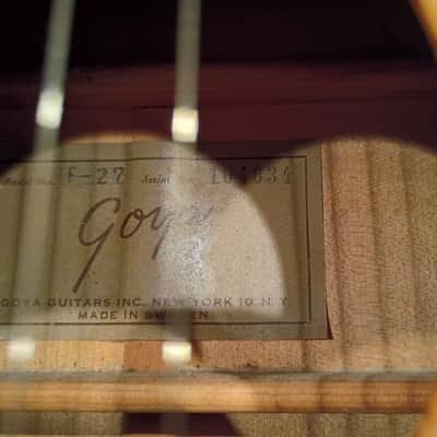 Share 1962 Goya (Levin) F-27 "Goliath' 12-fret guitar and case. Made in Sweden. image 18