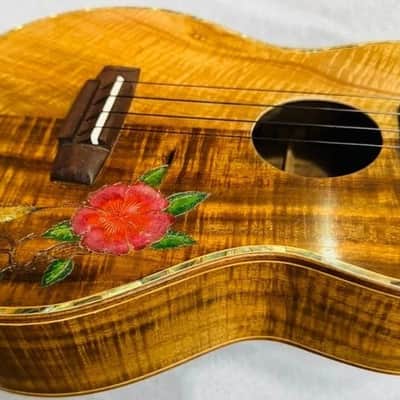 Ukulele Handmade by Blueberry Floral Motif Case & Warranty image 5