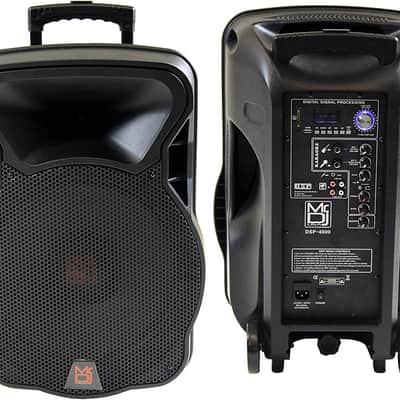 2 15" 4000W Bluetooth DSP FM Radio USB Portable PA DJ Speaker & Stands Pair image 4