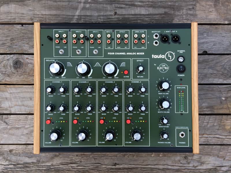 Taula 4 - Wooden sides - Green faceplate - 100% analog rotary mixer image 1