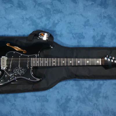 Custom Semi-Hollow Body Thin Line Strat w Lindsey Fralin Split Blade P'ups Black image 2