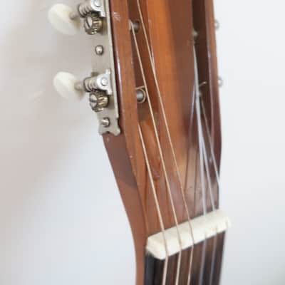 Vintage 1960-70s Kay Classical Acoustic Natural Guitar Clean Harmony Rare Jumbo Shape ?! A Jumbo Classical! Well Made Heavy Thick Tortoise Double Binding image 8