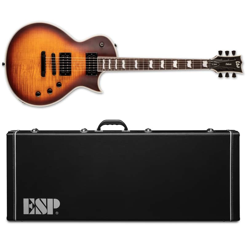 ESP LTD EC-1000T CTM Tobacco Sunburst Satin Electric Guitar + ESP Hard Case - Brand New image 1