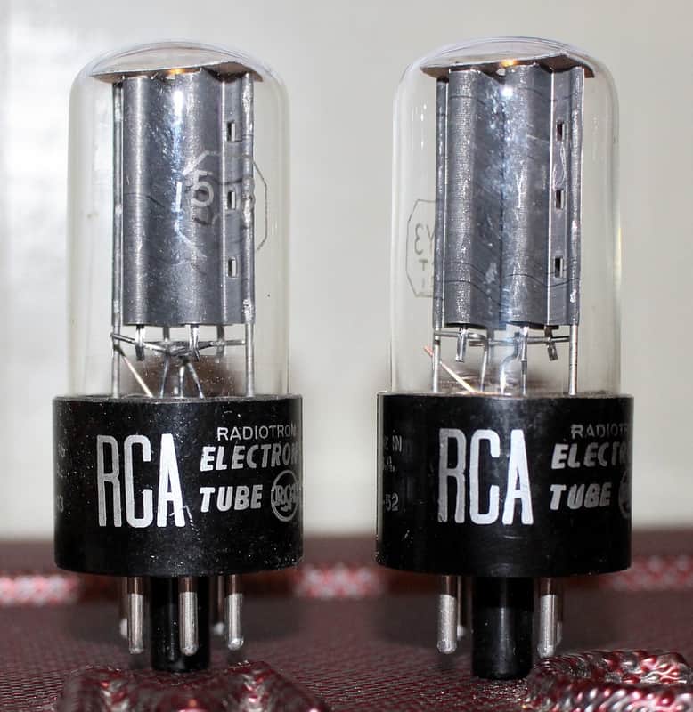RCA 5Y3GT VT-197A PERFECT MATCH PAIR BLACK PLATE D GETTER TEST NOS++ VINTAGE 1956-57 image 1
