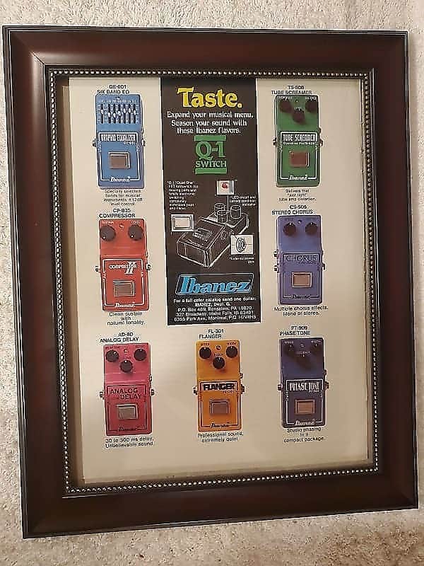 1980 Ibanez Guitars Color Promotional Ad Framed All Pedals Avaliable TS-808, AD-80, PT-909, Original image 1