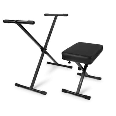 Gator Frameworks Compact and Folding Keyboard Bench and X-Stand Set; (GFW-KEYBENCH-SET) image 1