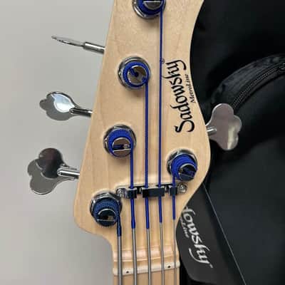 Sadowsky Metroline 21 Fret Vintage J/J 5 String Bass Guitar - Sage Green Metallic image 3