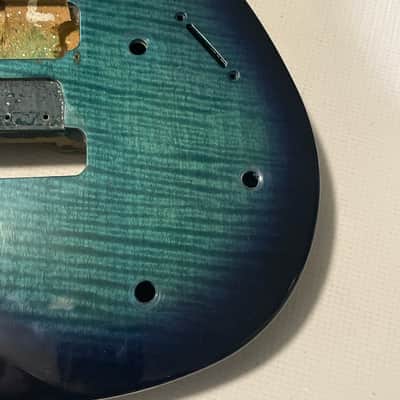 1987 Korean Ibanez RG250 Transparent Blue Flame Maple Guitar Body Powerocker Ready image 5