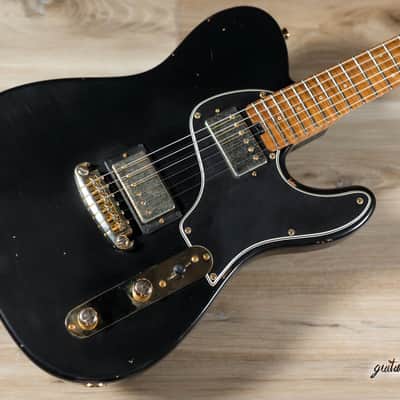 Shabat Lion Special Mahogany Humbucker Guitar w/ Flame Maple Neck – Black image 9