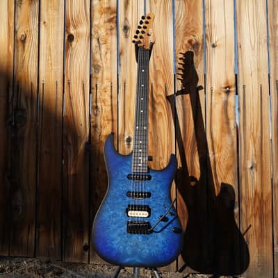 Schecter CUSTOM SHOP USA Sunset Custom-II - Ocean Blue Burst Satin 6-String w/ Case image 2