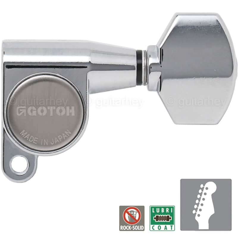 NEW Gotoh SG360-07 Schaller Style Mini Tuners 6 In-Line Tuning Keys Set - CHROME image 1