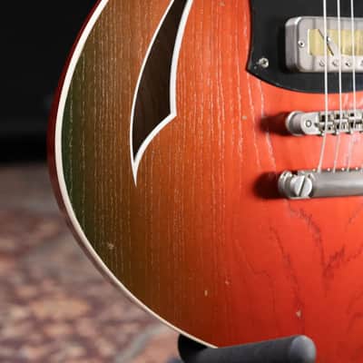 Novo Custom Miris P2 Semi-Hollow Electric Guitar - Faded Sparkling Burgundy with Gig Bag image 11