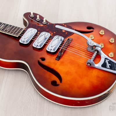 1965 Silvertone 1454 Vintage Hollowbody Electric Guitar, Harmony USA w/ DeArmond Gold Foils, Case image 11