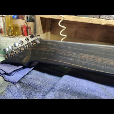 HandMade Lap Steel Guitar - Black / Brown Stain - Red Bevels - Satin Relic Finish - USA Made image 20