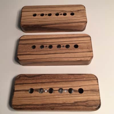 Guilford Zebrawood P-90 Pickup Covers for Gibson/Lollar and others - Set of 3 Natural Wood image 1