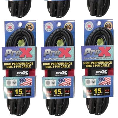 6X ProX XC-DMX15 15 Ft. High Performance DMX Male 3-Pin to DMX Female 3-Pin Cable image 1