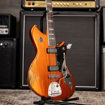 Novo Custom Shop Serus J Baritone Electric Guitar - Candy Apple Orange over 64 3-Tone Burst with Gig Bag image 12