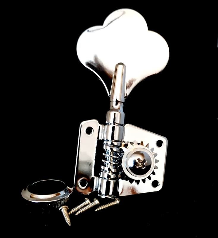 1 left side Chrome Gear Bass tuner, reversible, 14mm image 1