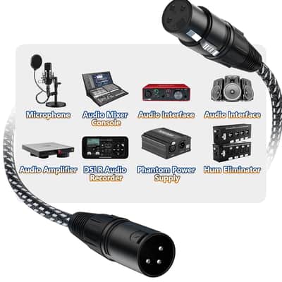 XLR Cables 6ft 2 Pack, XLR Microphone Cable Balanced Shielded Nylon Braided Cord with 3-Pin X LR Male to Female for Microphones Recording, Mixer, Amplifier，Speaker Systems image 5