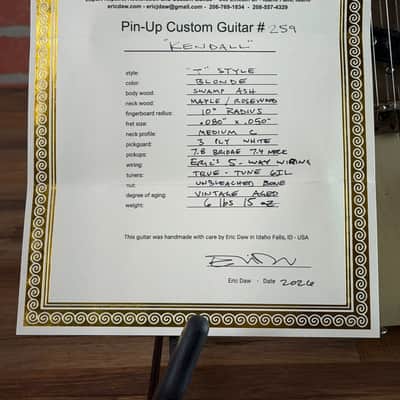 Pin-Up Custom Guitars Kendall "T" Style Custom Electric Guitar - Blonde image 17